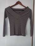 Guess sweter 34 XS paski wiskoza dekolt w serek