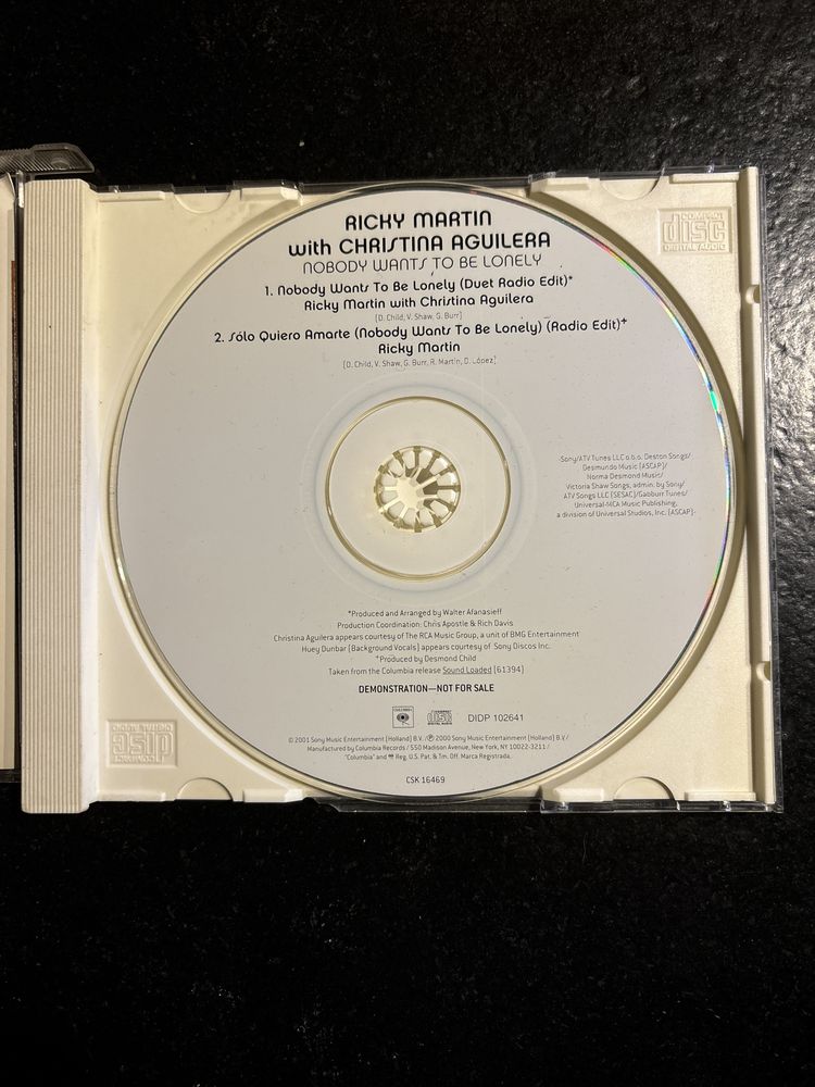 Ricky Martin Christina Aguilera CD Nobody Wants to be Lonely