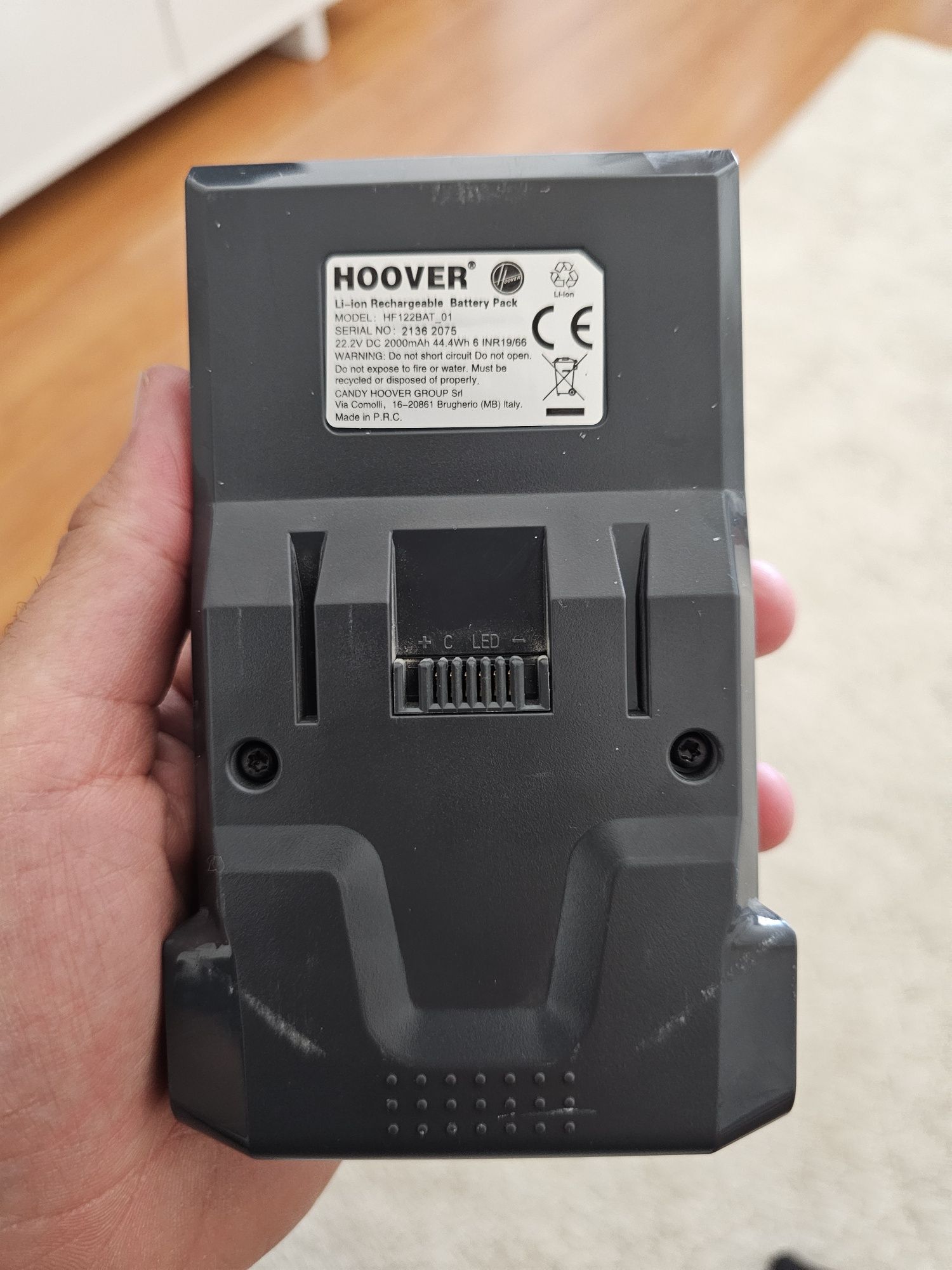 Aspirador Hoover, bateria