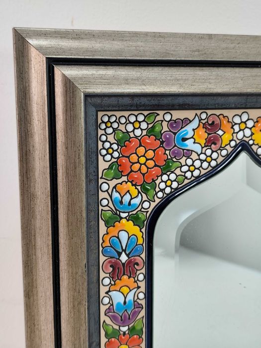 Lustro Witrażowe Zdobione Sygnowane