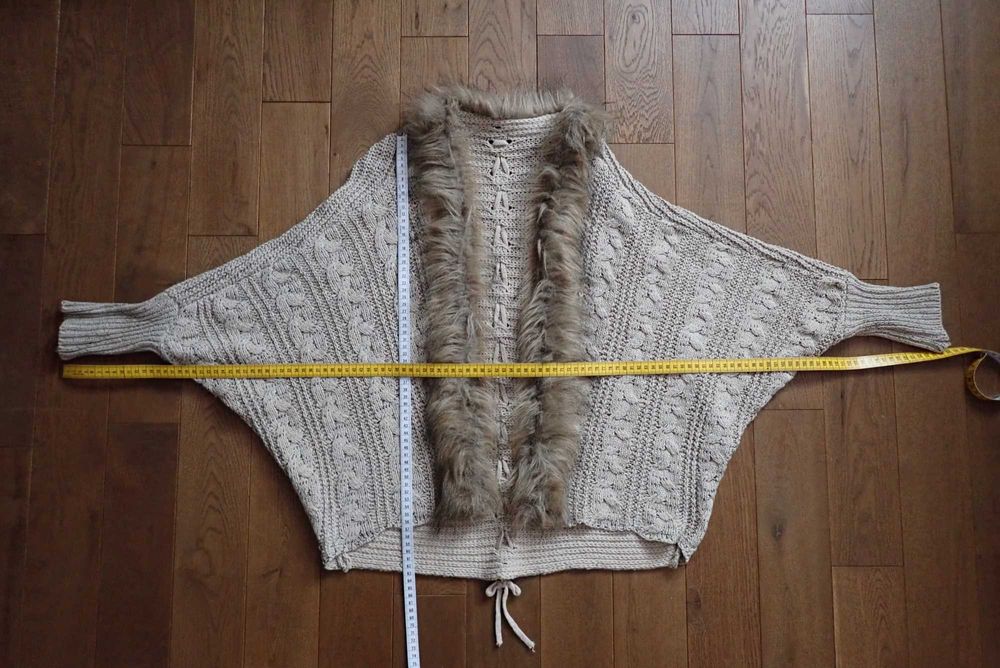 Sweter kardigan z futerkiem