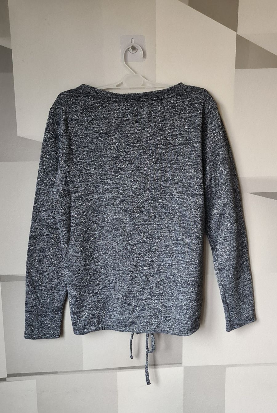 Bluzka z długim rękawem, oversize, szara ze srebrną nitką, EDC Esprit