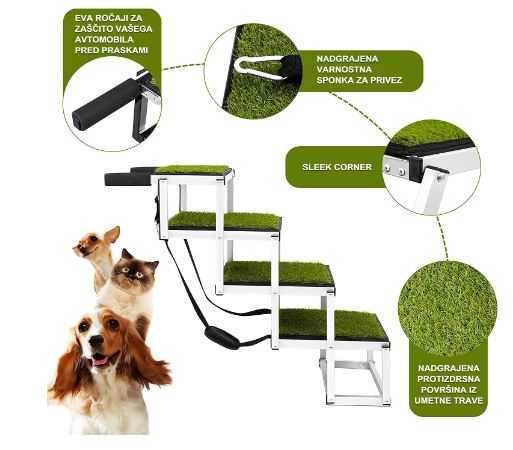 Składane Schody Rampka Dla Psów 71 cm z Sztuczną Trawą Snagle Paw
