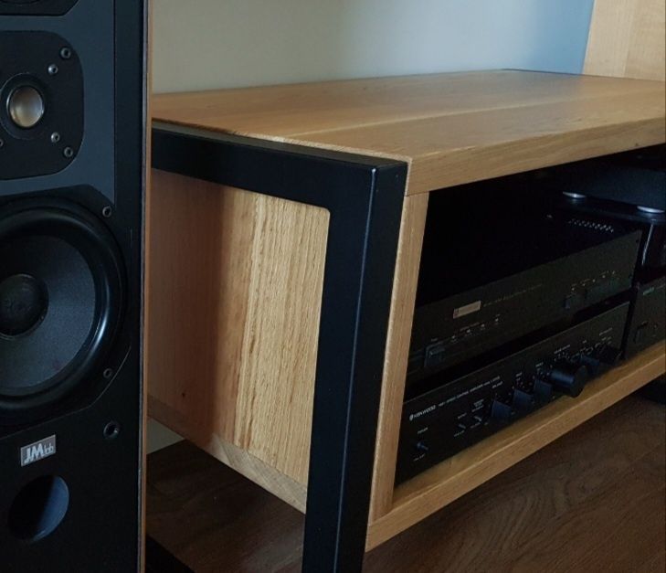 Szafka audio  RTV Industrialny Blat dębowy