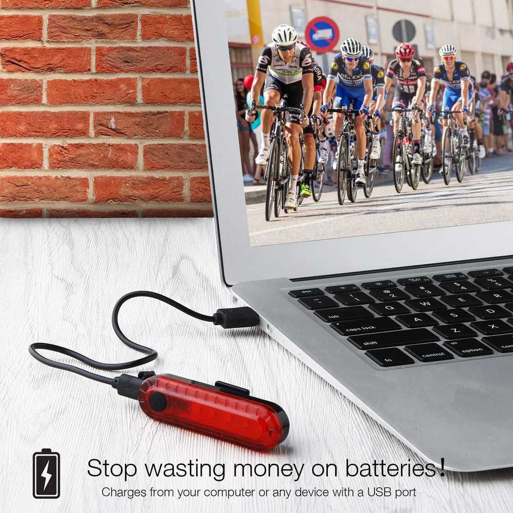 KIT Luz LED Frente/Trás Recarregáveis USB para Bicicleta