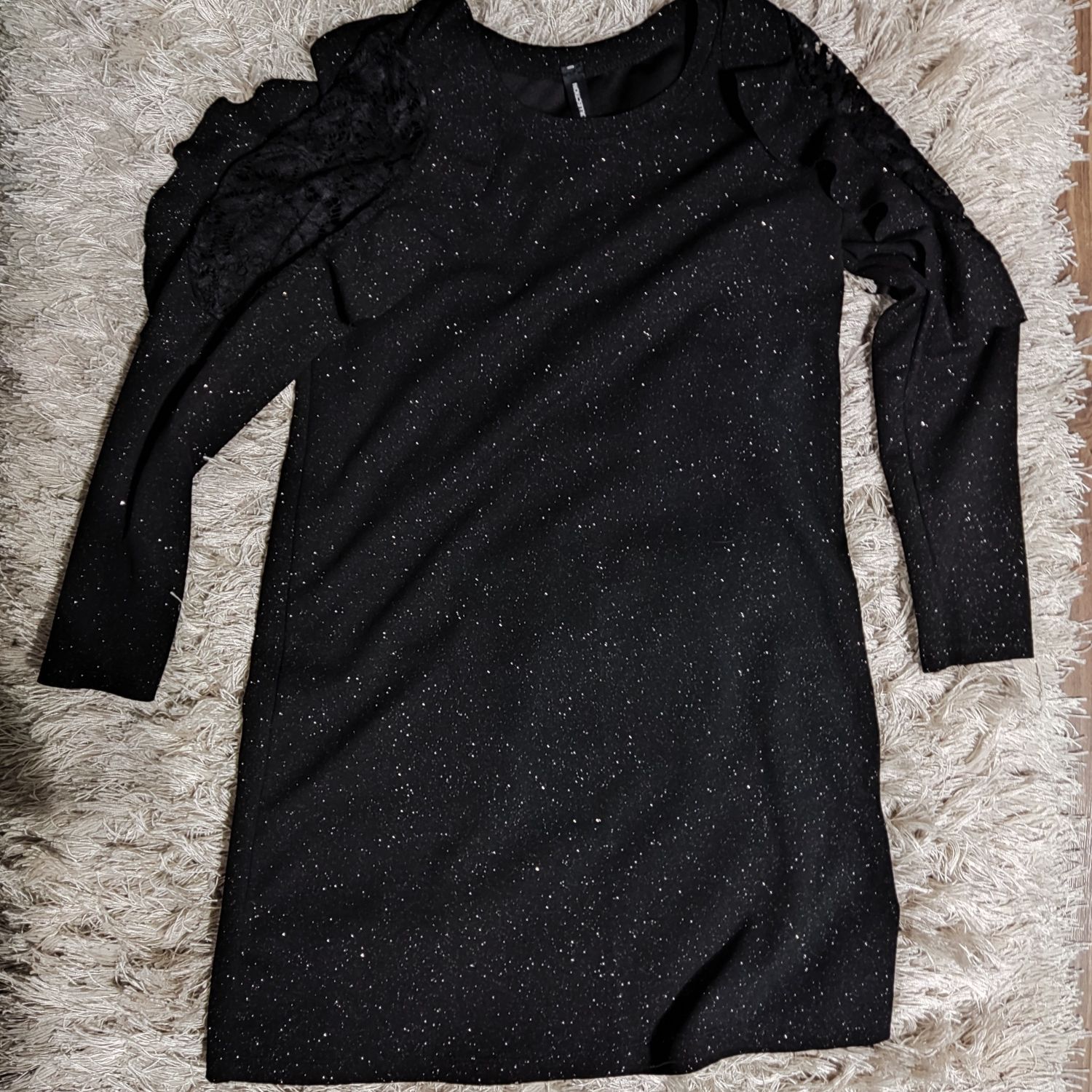 Czarna sukienka New Collection, srebrny brokat