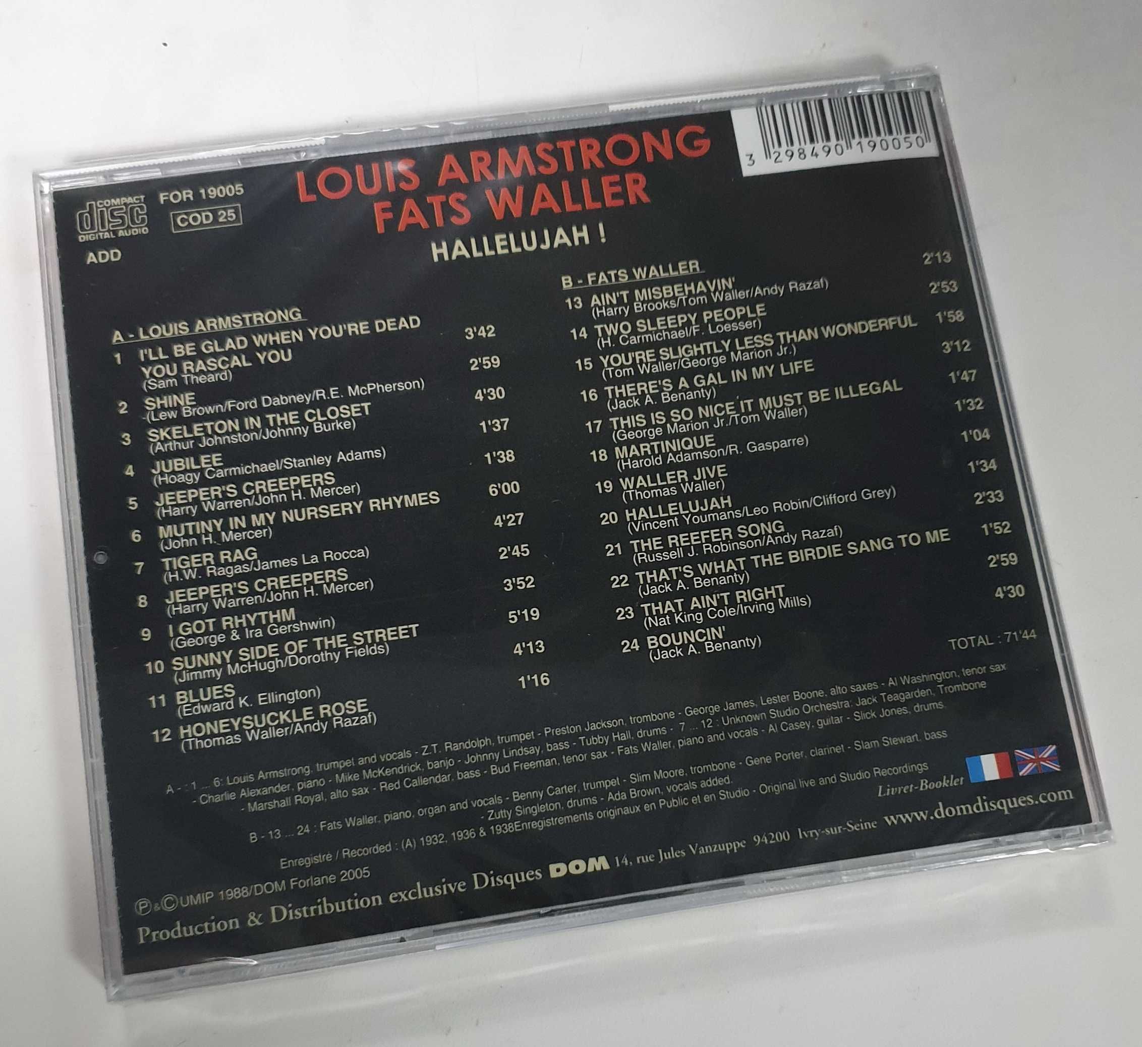Louis Armstrong & Fats Waller "Hallelujah" CD диск jazz