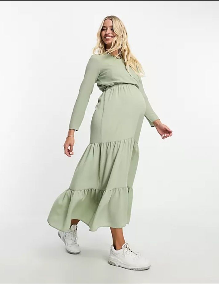 Sukienka świąteczna ASOS XL szałwiowozielona dla kobiety w ciąży mamy