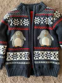 Dziecięcy, ocieplany sweter w norweskie wzory