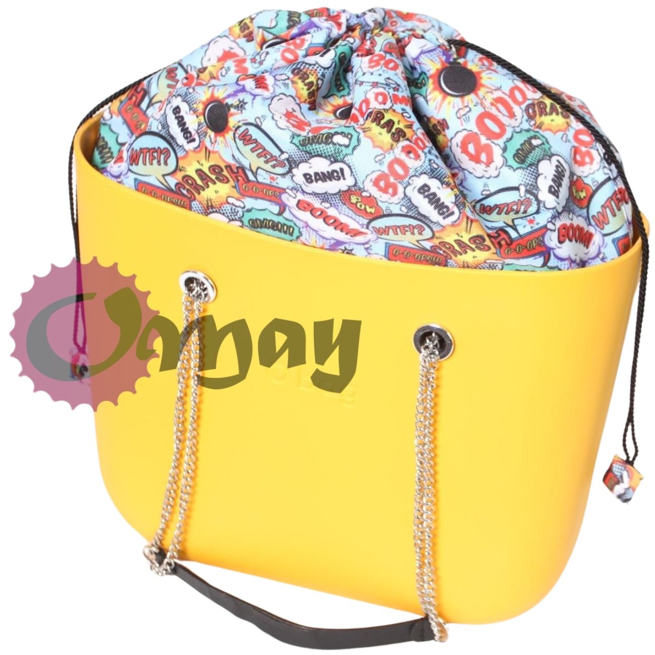 Czarny organizer OBAG STANDARD worek komiks 2 kieszenie komin OMAY