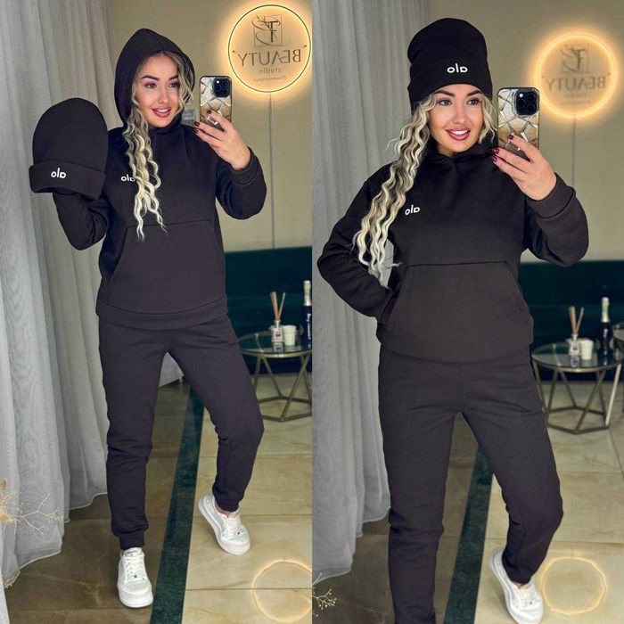 Костюм жіночий теплий на флісі з шапкою | костюм женский модель 1006