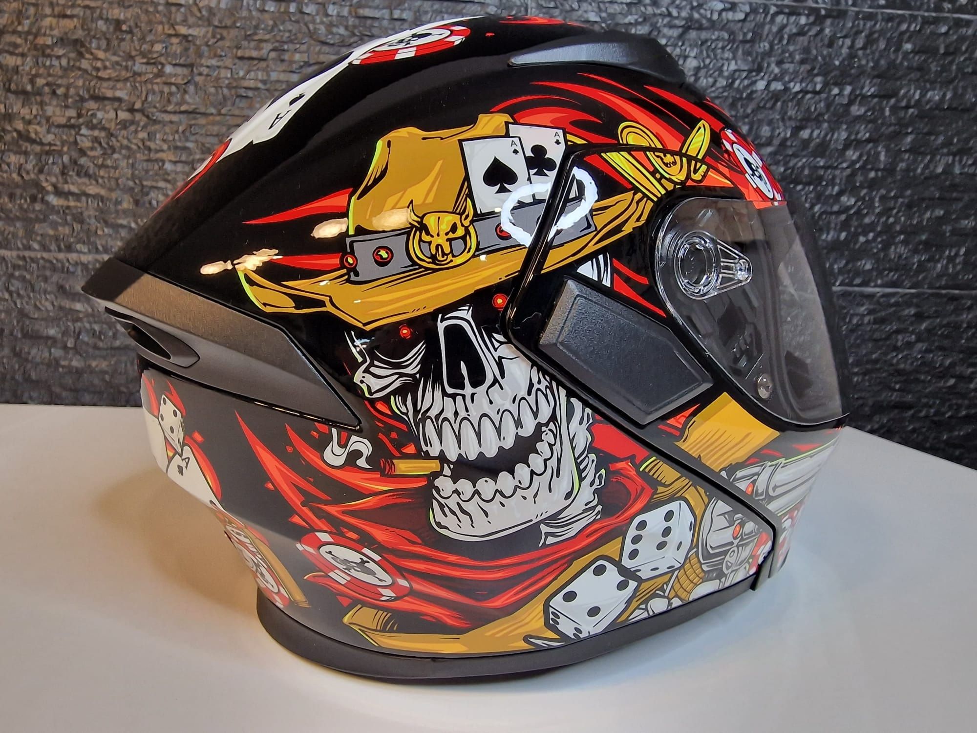 (NOVO) Capacete Modular Mota Desenho Caveira V/Cores