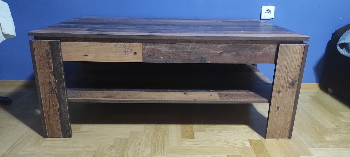 Stolik kawowy ława z półką w styl rustykalny Hindon 110x65x47