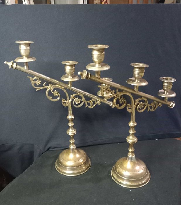 Par de castiçais antigo 3 velas