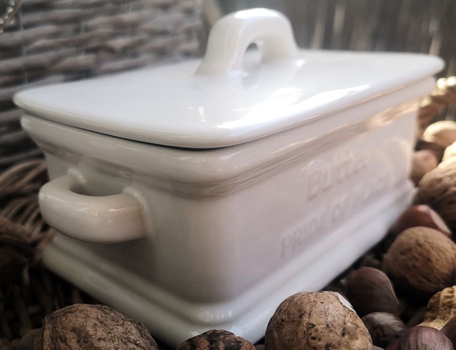 Nowa maselniczka maselnica retro kamionka