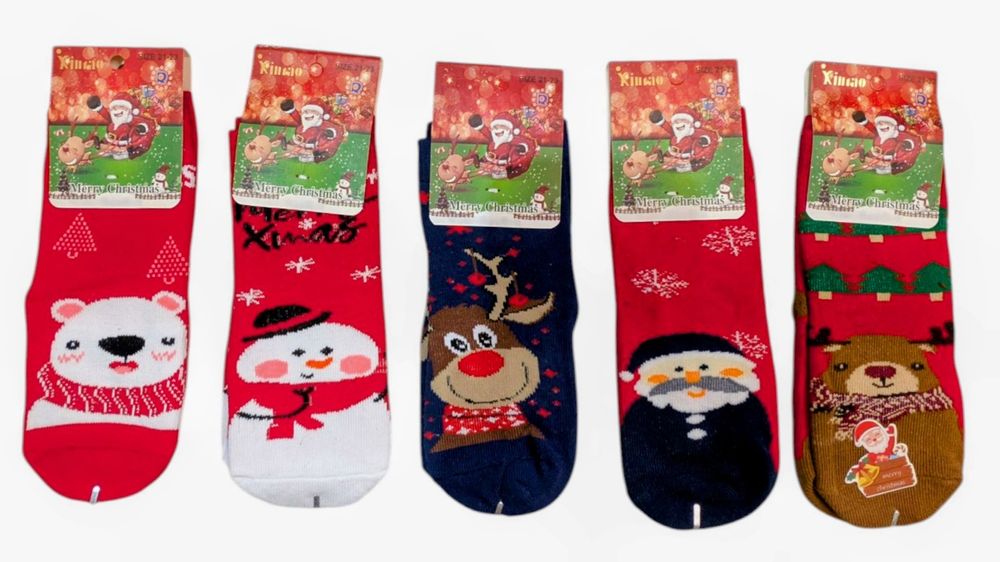 5x Skarpetki dziecięce niemowlęce mikołaje świąteczne 18-20 bawełna