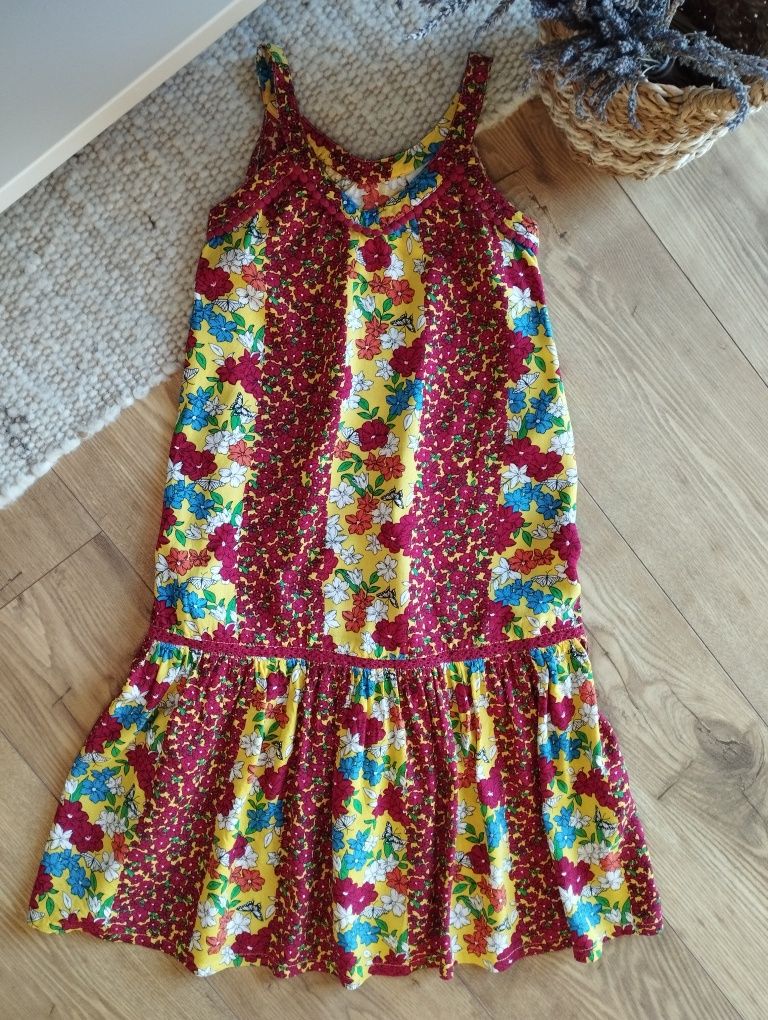 122cm 128cm wiskozowa sukienka maxi, kwiecista sukienka na ramiączkach