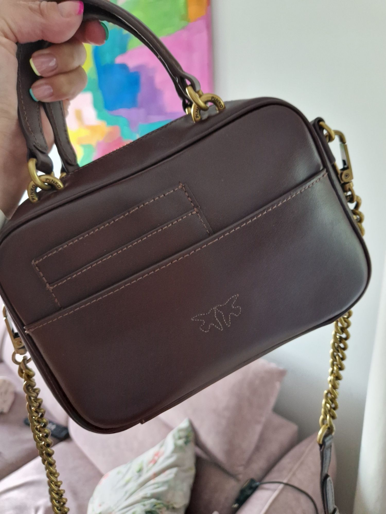 Torebka pinko Love Mini Square Simply 4 czekoladowa brązowa