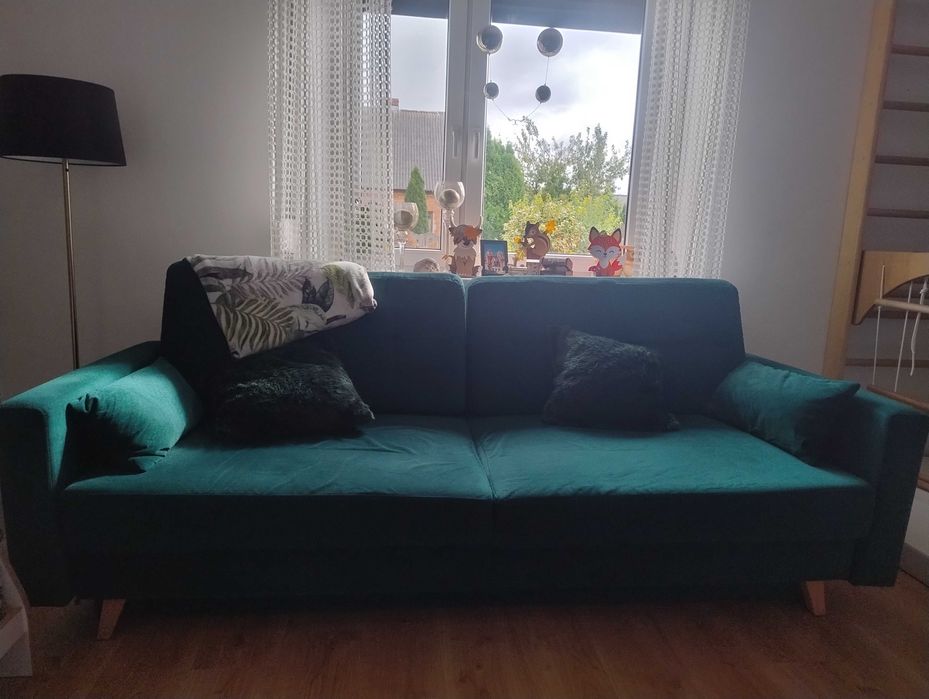 Sofa welurowa butelkowa zieleń