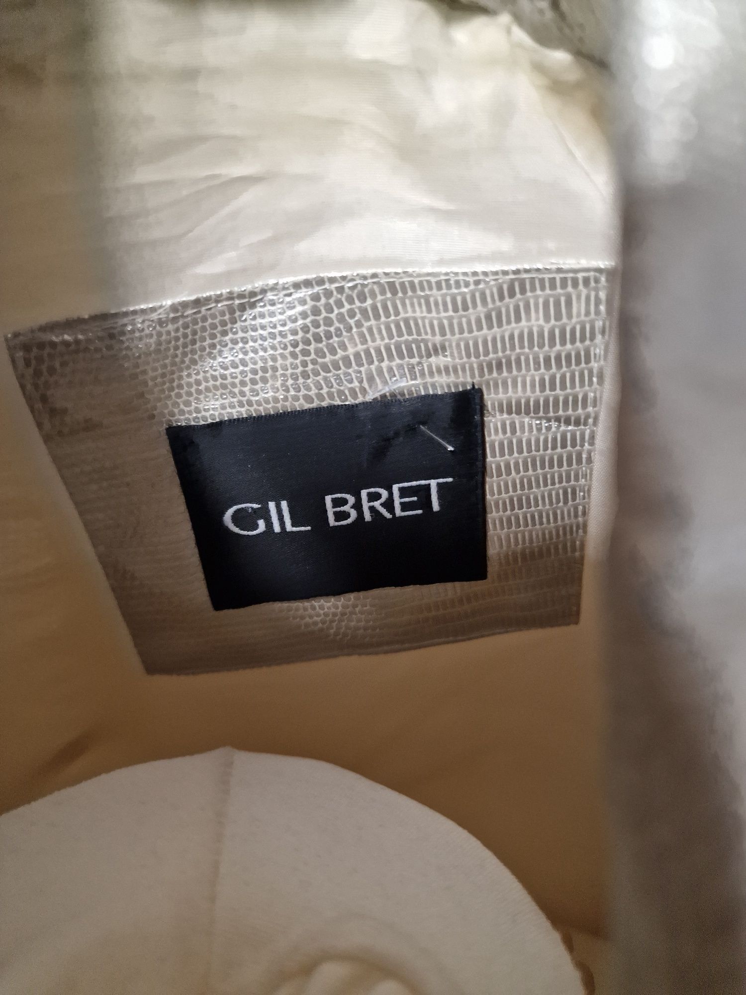 Gil Bret woskowana srebrna kurtka 44 vintage len