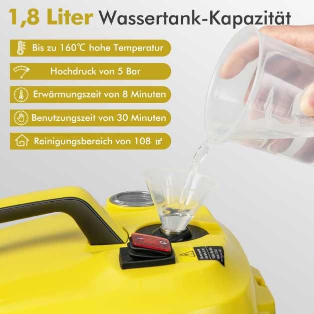 Myjka ,odkurzacz parowy 2000W,1800ml + 13 akcesorii.COSTWAY