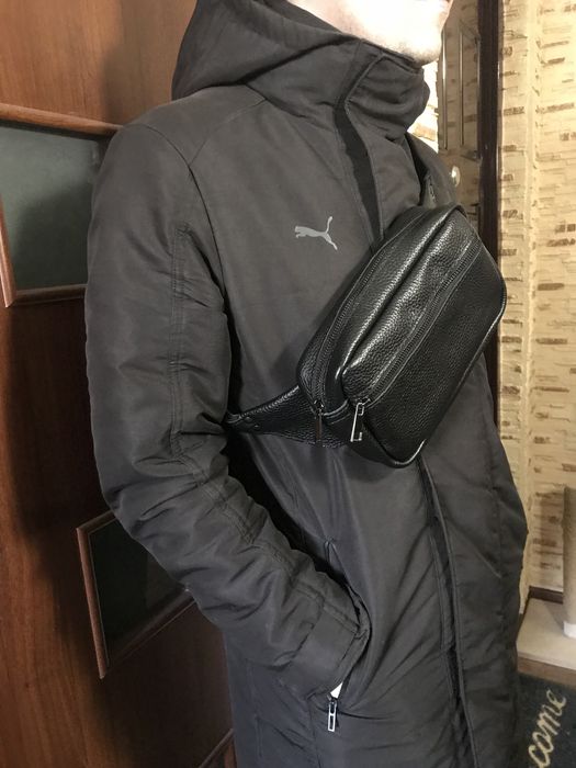 Бананка Барсетка из телячьей кожи.