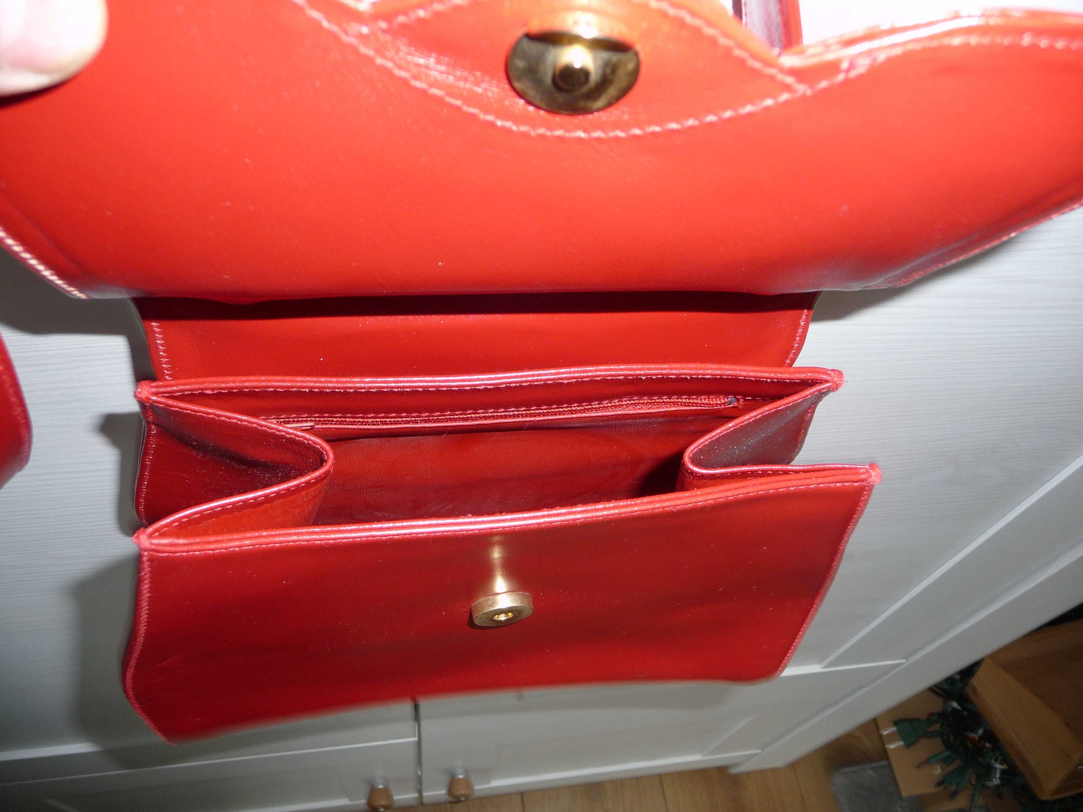 Nowa torebka skóra czerwona eleganca
