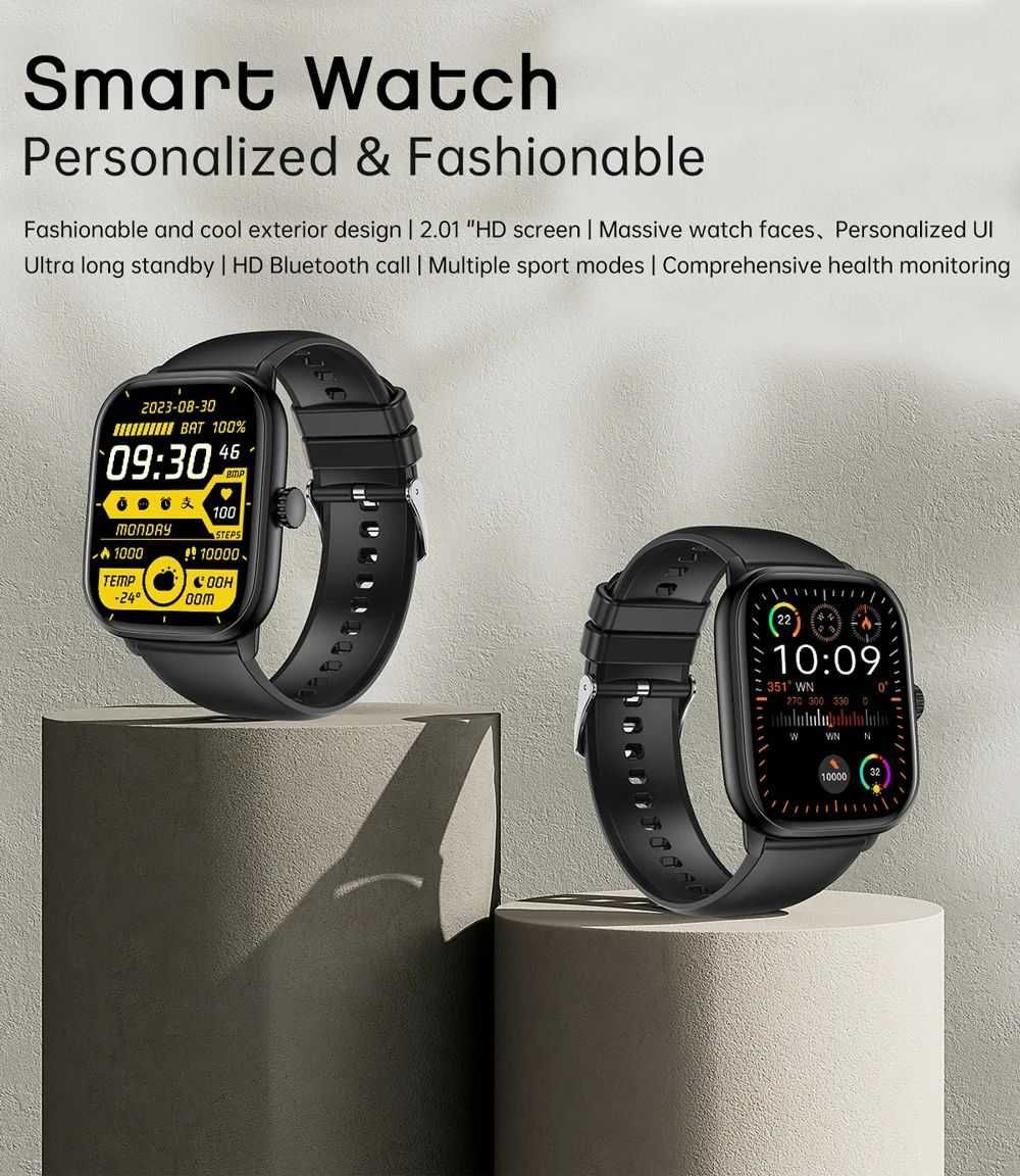 Smartwatch Zegarek Czarny Damski Męski Rozmowy Menu PL