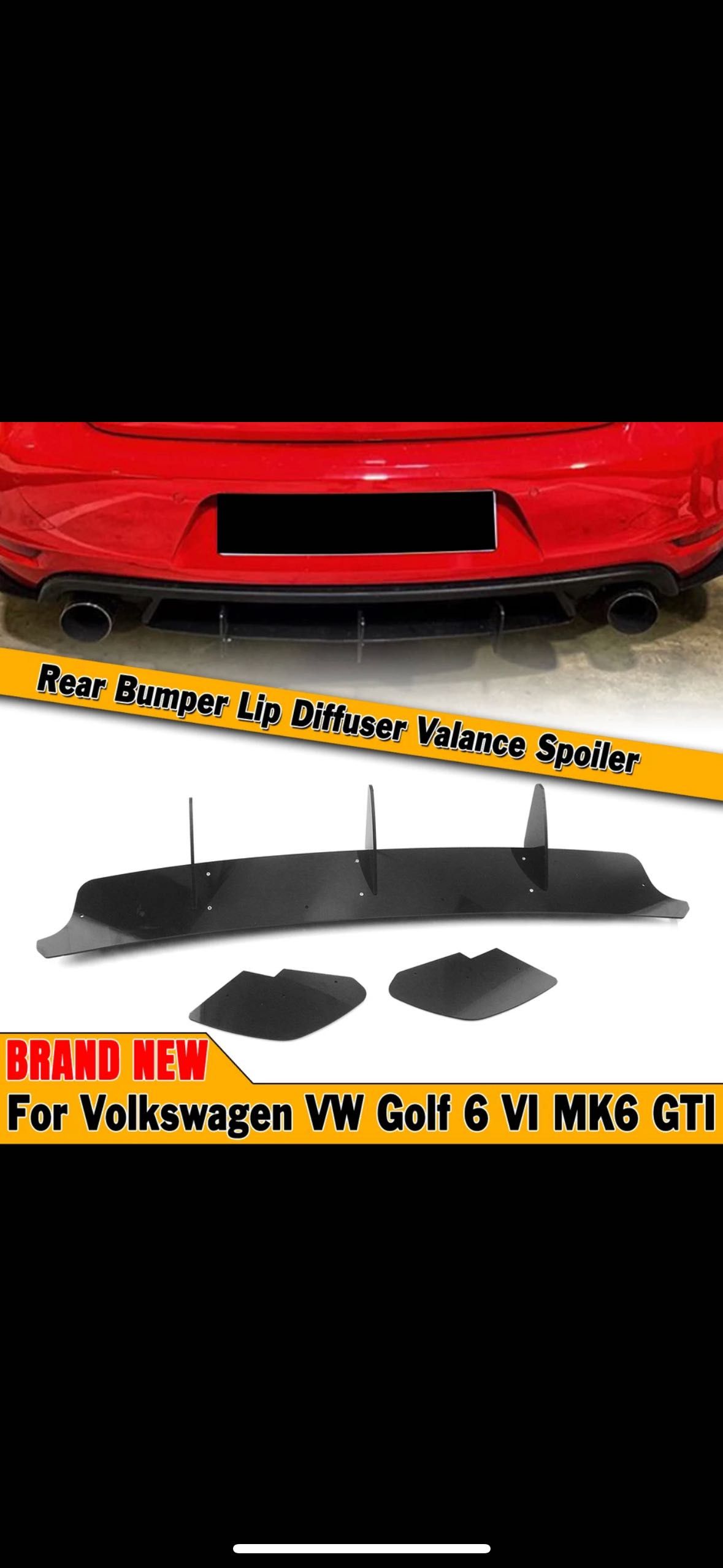 Диффузор заднего бампер накладка бампера Volkswagen Golf 6 GTI элерон