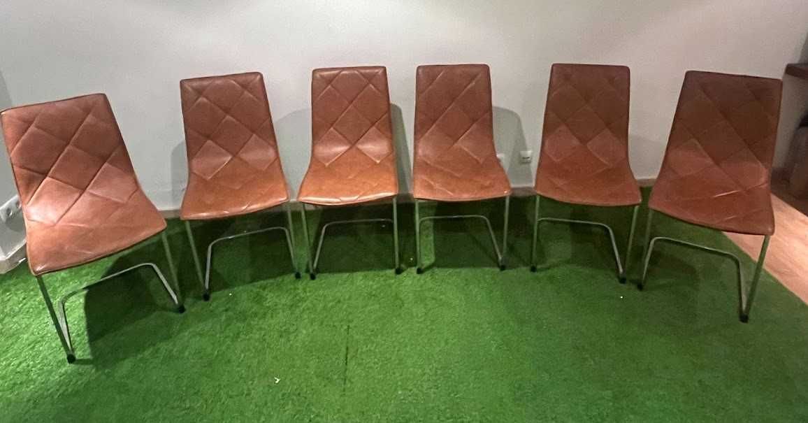 Conjunto de 6 cadeiras estofadas em pele sintética – Estilo Moderno