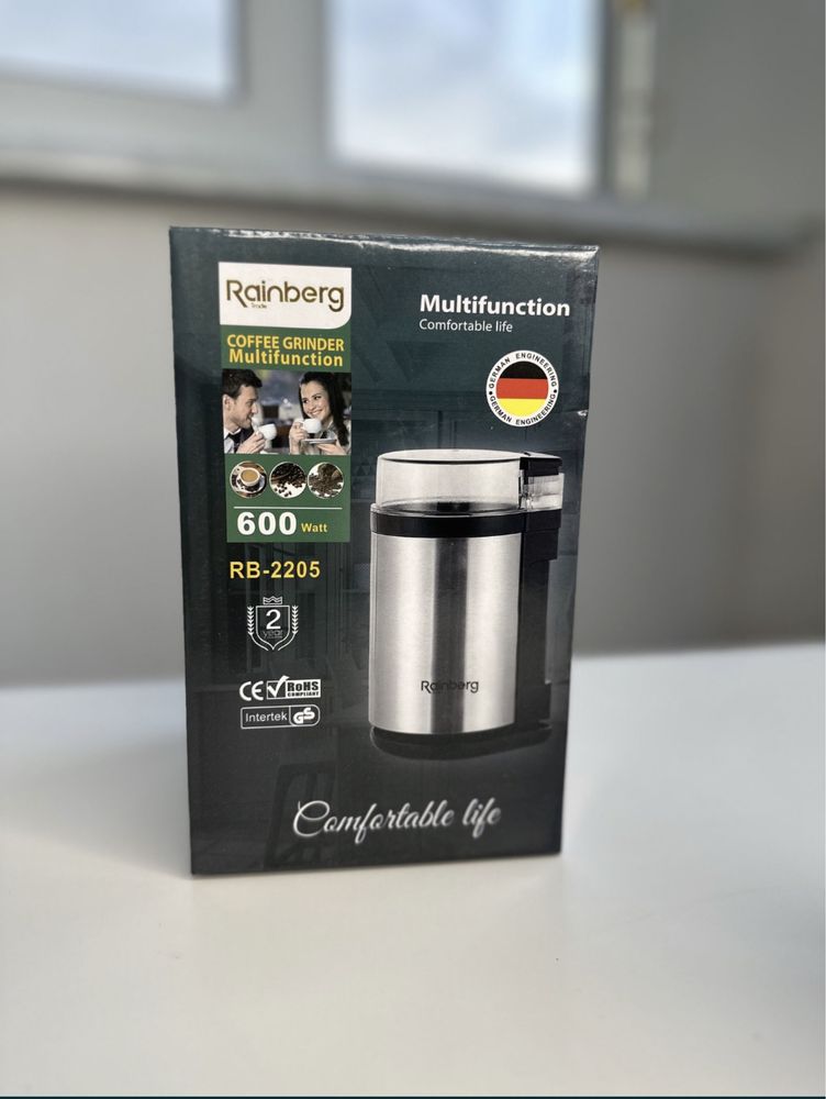 Кофемолка кавомолка подрібнювач Rainberg 600W дуже потужна !!!