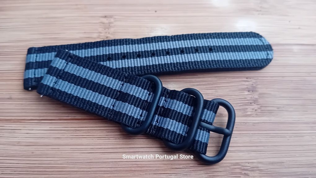 Bracelete 22mm em Nylon, Nato (Novo) preto cinzenta