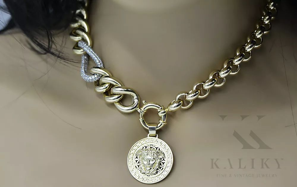 Złoty łańcuszek 14k 40-50cm zawieszka meduza cb025y&cfb010y&cpn053y Wr