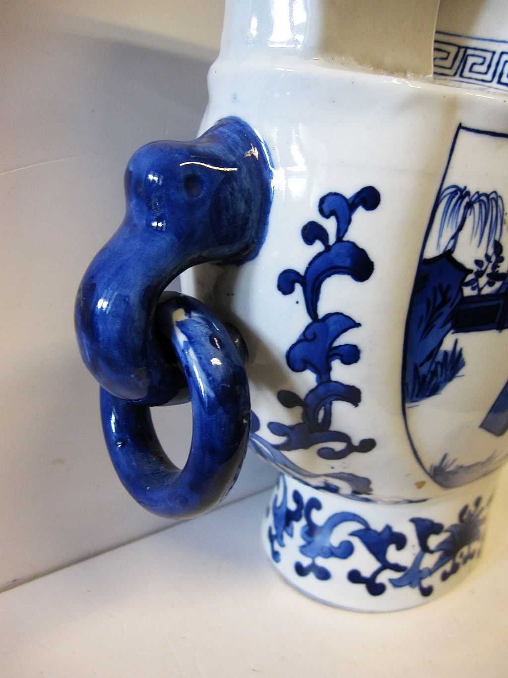 grande jarra vintage chinesa em porcelana pintada à mão