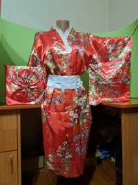 Кимоно костюм гейши в японском стиле + подушечки, халат кимоно