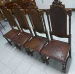 Four (4) Antique Leather Chairs/quatro (4) cadeiras antigas em pele