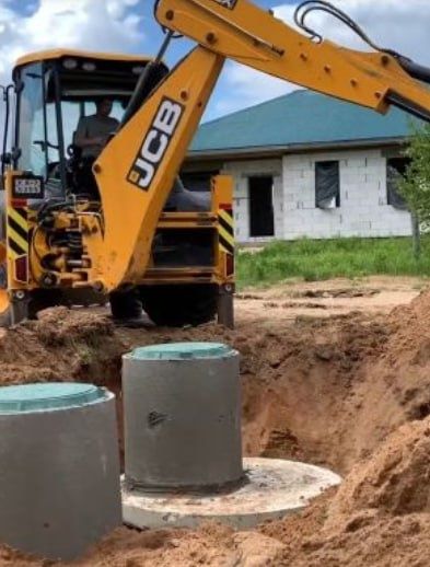 Канализация из бетонных колец септик - СК200 под ключ, гарантия
