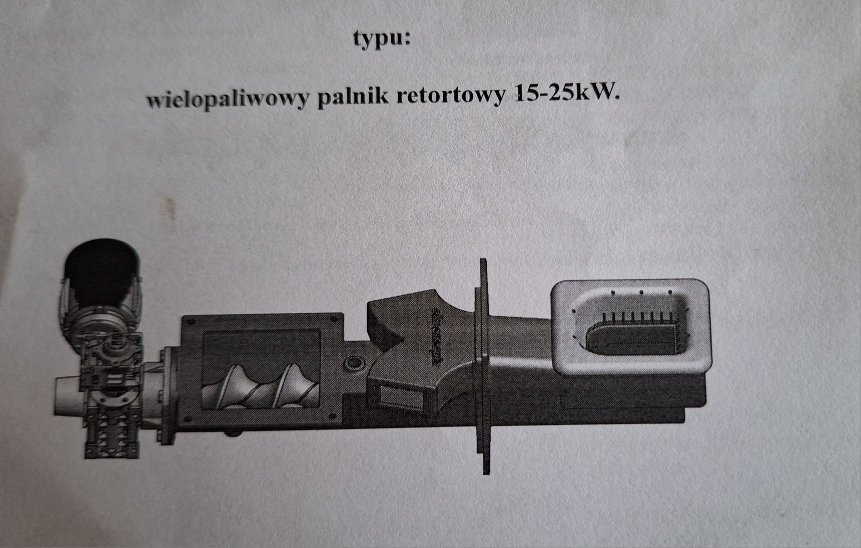 Palnik Ekoenergii żeliwny 15-25 kW wraz z koszem na węgiel silnikiem i