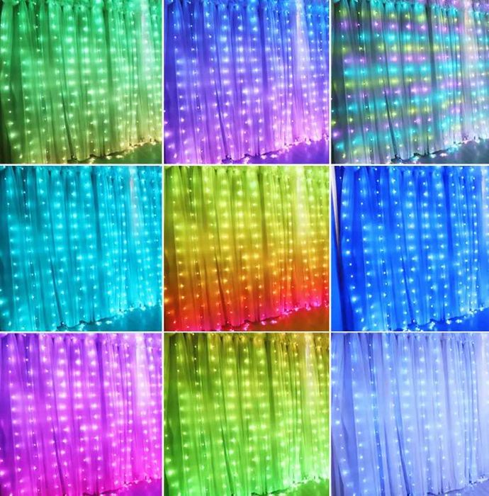 ТОП ПРОДАЖ Смарт Гирлянда Умная гирлянда штора 2*2м, Bluetooth, RGB