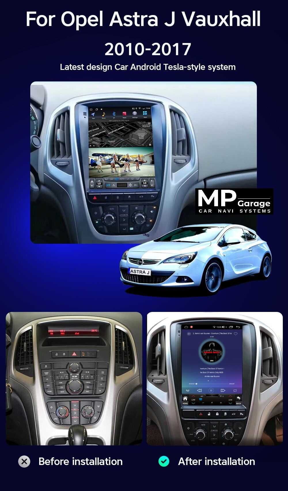 Radio Android Opel Astra J "Tesla Style" 4G Qled AndroidAuto/CarPlay