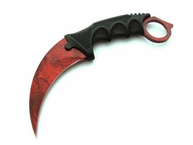 Nóż Taktyczny Czerwony Karambit CS:GO Ostry Z Pokrowcem + GIFTBOX 062C