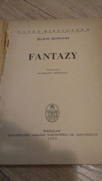 Stara książka Fantazy Juliusz Słowacki PRL tanio na prezent zabytek