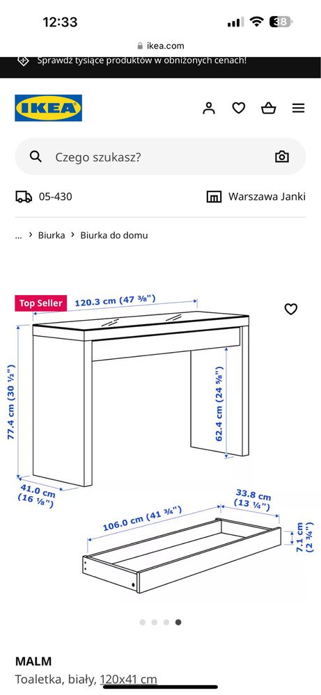 Toaletka Ikea MALM
