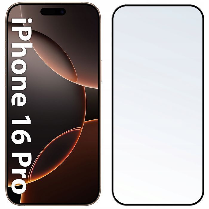 Szkło hartowane 5D do iPhone 16 Pro z czarną ramką