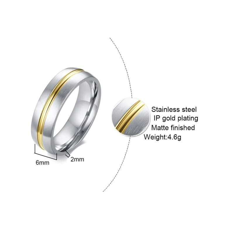 Aliança Filete Dourado 6mm em Aço para Casamento ou Namoro  - REF1841