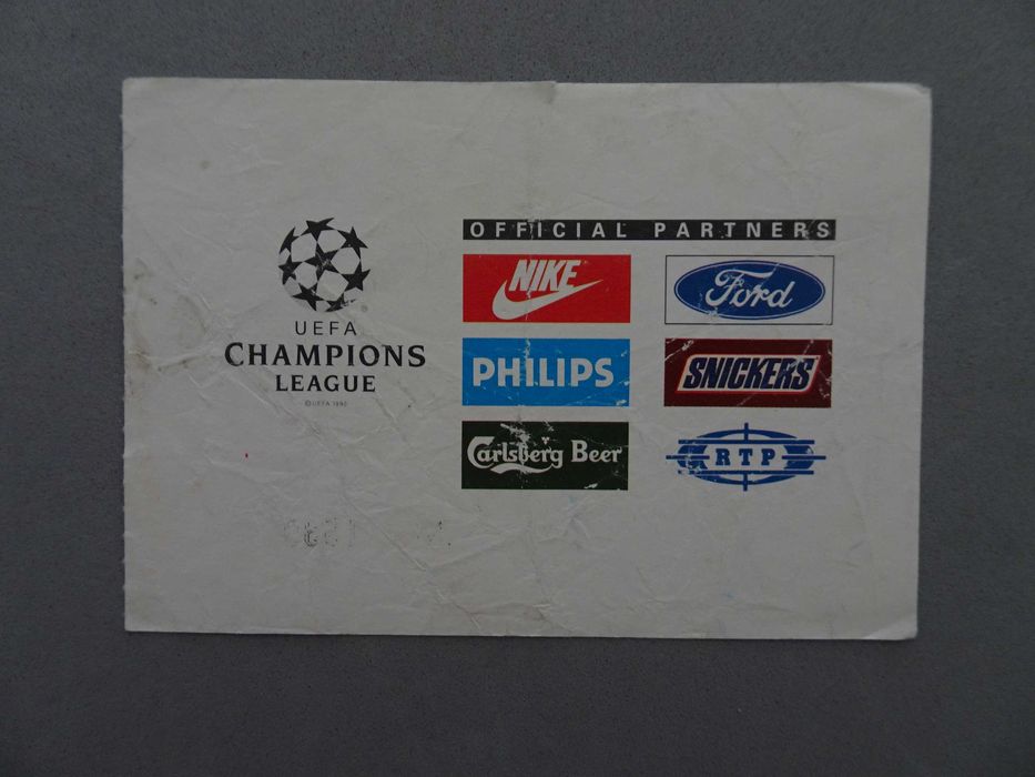 Bilhete futebol Porto Milan 13 Abril 1994