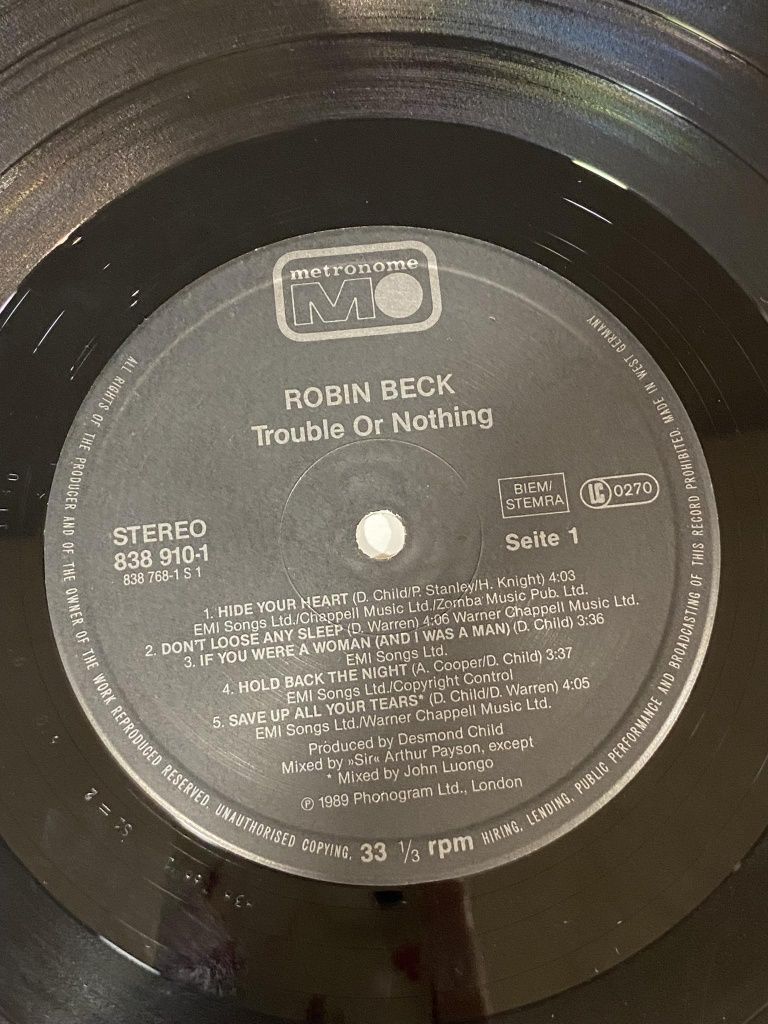 Robin Beck Trouble or Nothing Vinyl