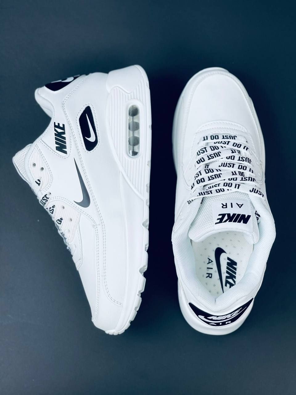 Мужские Кроссовки Nike Air Max 90 Белые Кожаные Кроссовки Найк