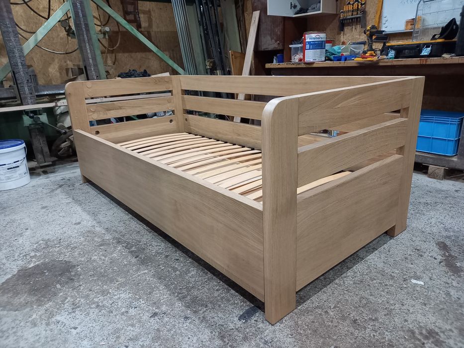 Łóżko dębowe 200x90,  dąb bielony, pojedyńcze