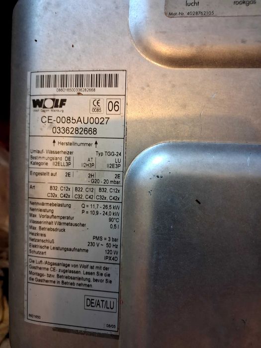 Piec gazowy jednofunkcyjny Wolf TGG-24